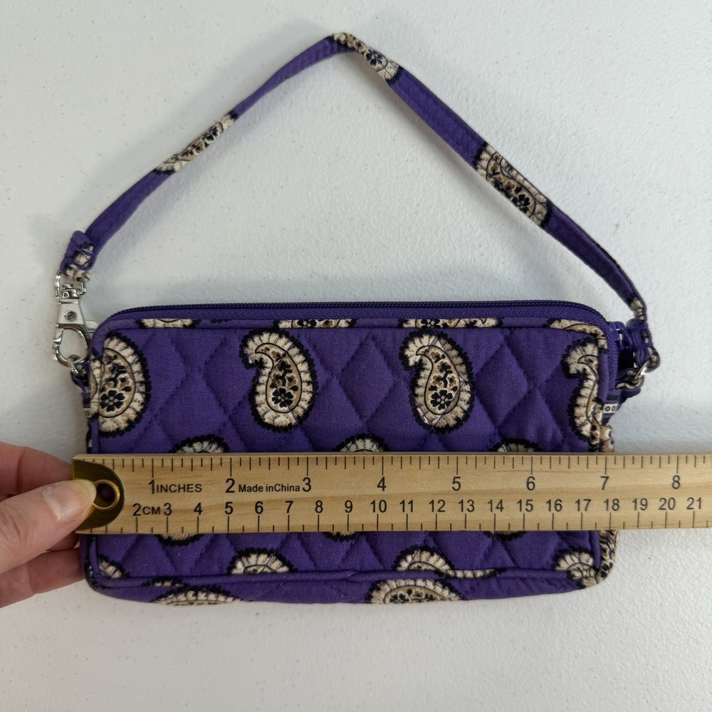 Vera Bradley Simply Violet Wristlet Wallet Purple Floral Paisley Zip ID Card - Picture 11 of 14